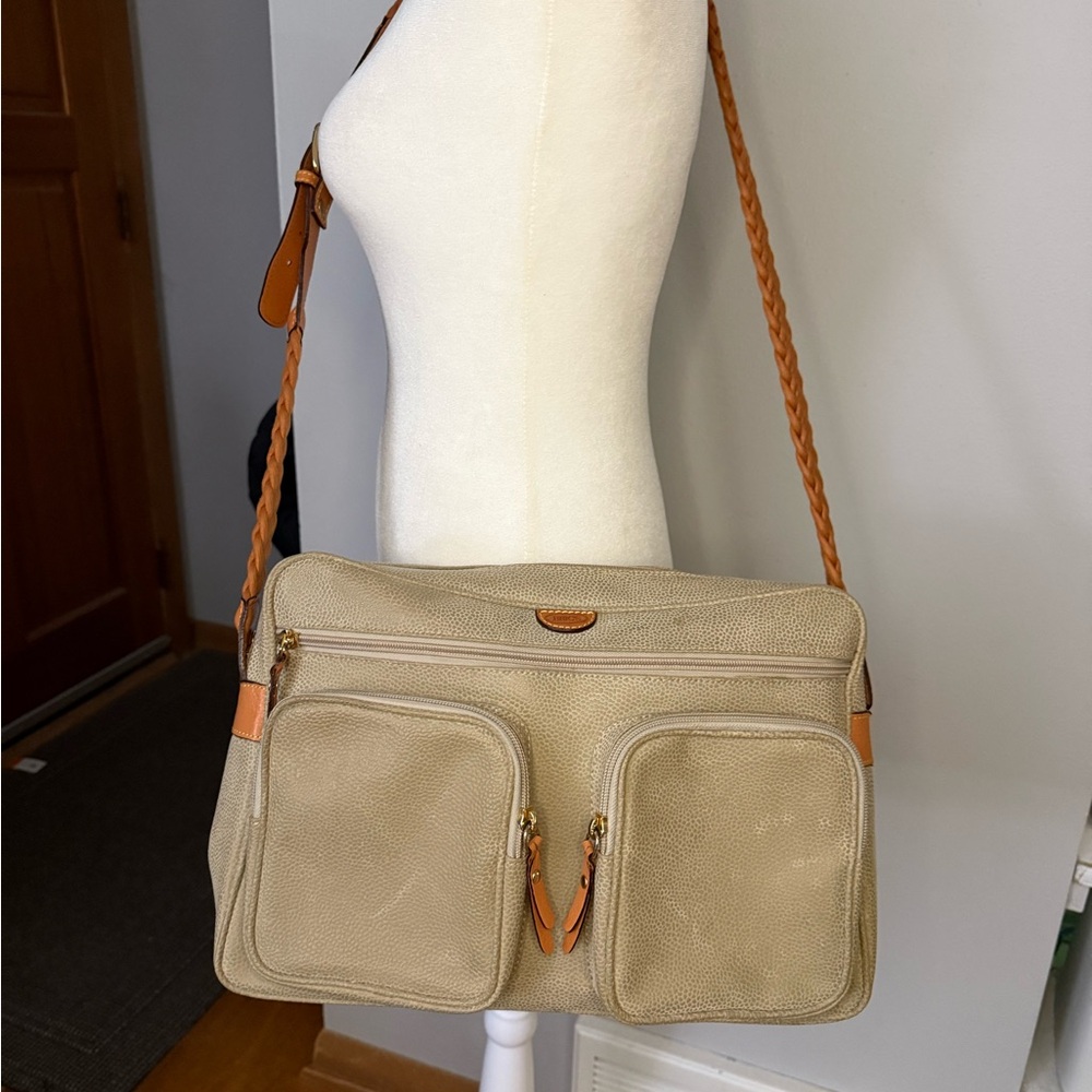Bric's Cream and Tan Messenger Bag Leather Crossbody